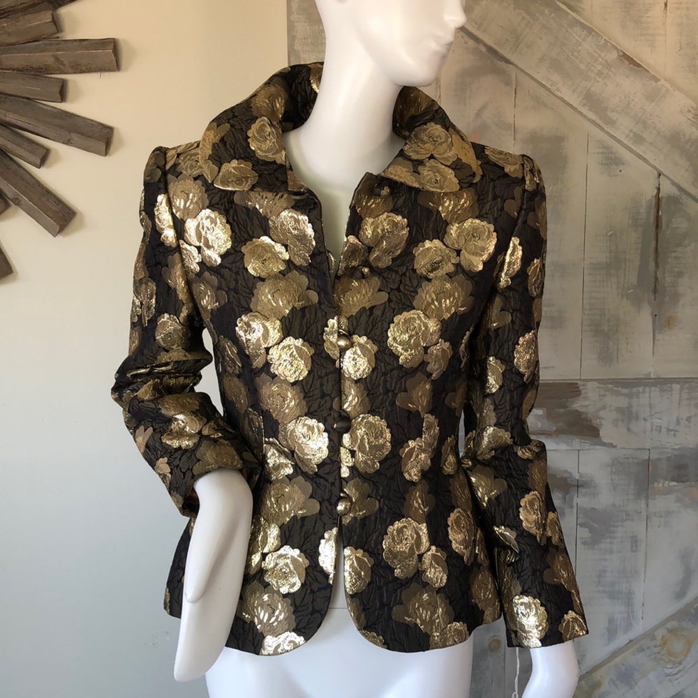 Vintage Adele Simpson Silk Brocade Jacket-Size 4